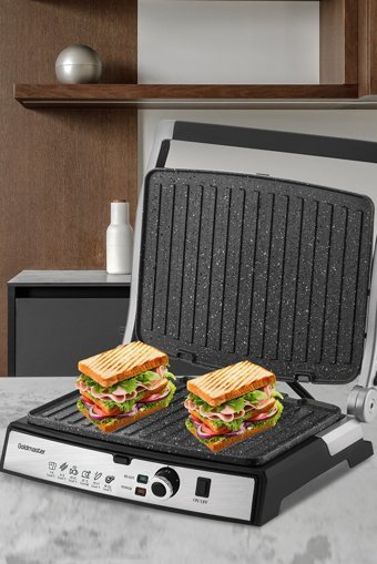 Goldmaster Gralux 6 Dilim Granit Çıkartılabilir Plaka Tek Yönlü 2000 W Izgaralı Pembe Tost Makinesi