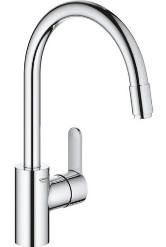 Grohe Eurost Cosmopolitan-31126004 Spiralli Çift Girişli Aç Kapa Eviye Bataryası Gümüş