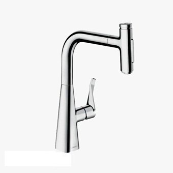 Hansgrohe Metris Select M71 73822000 Spiralli Çift Girişli Aç Kapa Eviye Bataryası Gümüş