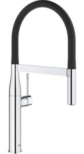 Grohe Fonk Essence Krom-30294000 Spiralli Çift Girişli Aç Kapa Eviye Bataryası Siyah