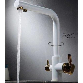Venita Dual Flow Arıtmalı Spiralli Çift Girişli Aç Kapa Eviye Bataryası Beyaz