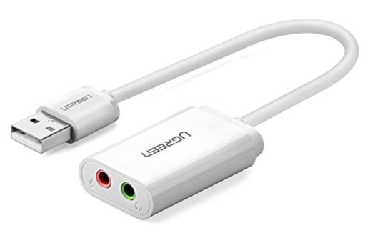 Ugreen USB 3.5 mm Çift Girişli Harici Ses Kartı Beyaz