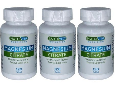 Nutrivita Magnesium Citrate Aromasız Yetişkin Vitamin 3x120 Tablet