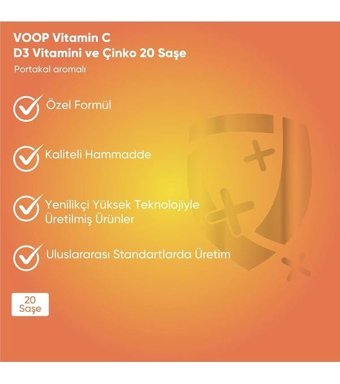 Voop Vitamin C Vitamin D3 Çinko Portakallı Yetişkin Vitamin 20 Şase