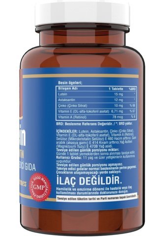 Ncs Lutein Astaxanthin Çinko Vitamin A Aromasız Yetişkin Vitamin 120 Tablet