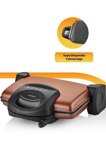 Goldmaster Lezzito 6 Dilim Granit Çıkartılabilir Plaka Çift Taraflı 1750 W Izgaralı Gold Tost Makinesi