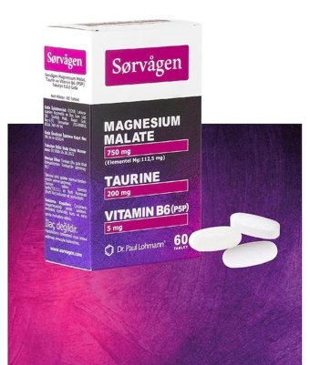 Sorvagen Magnesium Malat Taurin Vitamin B6 Aromasız Yetişkin Vitamin 60 Tablet