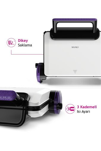 Altus Al-755 B 4 Dilim Granit Çıkartılabilir Plaka Tek Yönlü 1800 W Izgaralı Beyaz Tost Makinesi