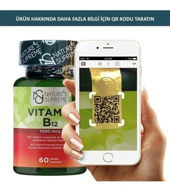 Nature'S Supreme Vitamin B12 Aromasız Yetişkin Vitamin 60 Kapsül