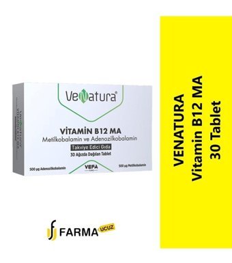 Venatura Vitamin B12 Ma Aromasız Yetişkin Vitamin 30 Kapsül