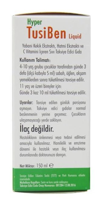 Hyper Tusiben Aromasız Yetişkin Vitamin 150 ml