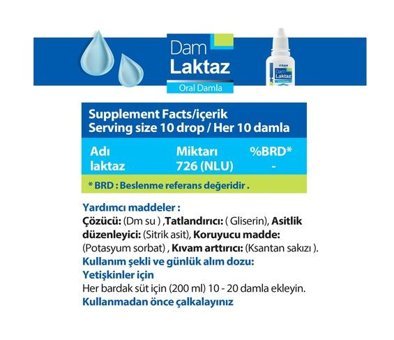 Dam Laktaz Aromasız Yetişkin Vitamin 20 ml