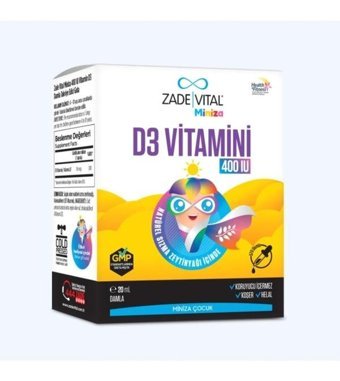 Zade Vital Miniza D3 Vitamini Aromasız Yetişkin Vitamin 20 ml