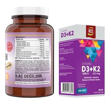 Ncs Kollajen Tip 1 2 3 Vitamin C D3 Aromasız Yetişkin Vitamin 90 Tablet - 20 ml