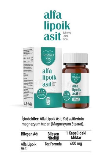 Erbatab Alfa Lipolik Asit Aromasız Yetişkin Vitamin 30 Kapsül
