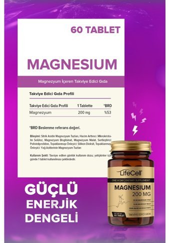 Lifecell Magnesium Aromasız Yetişkin Vitamin 60 Tablet