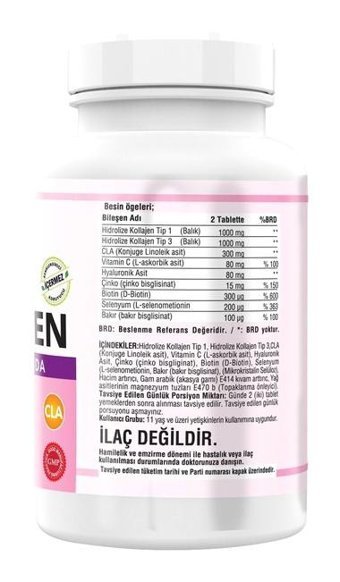 Ncs Tip 1--3 Balık Kollajen Aromasız Yetişkin Vitamin 180 Tablet - 20 ml