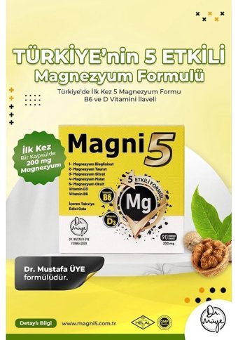 Dr. Müye Magni5 Aromasız Yetişkin Vitamin 90 Kapsül
