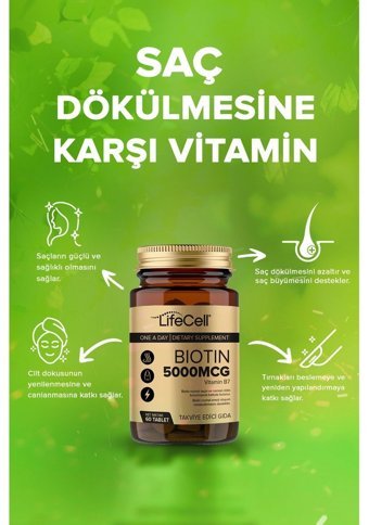 Lifecell Biotin Aromasız Yetişkin Vitamin 60 Tablet