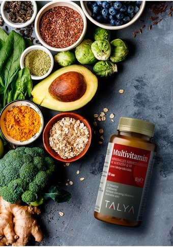 Talya Multivitamin - Kırmızı Ginseng Ve Koenzim Q-10 Aromasız Yetişkin Vitamin 60 Adet