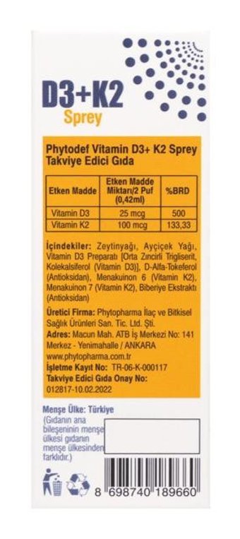 Phytodef Vitamin B12 D3 K2 Aromasız Yetişkin Vitamin 25 ml - 25 ml