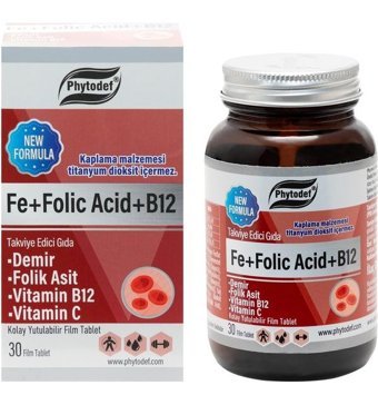Phytodef Demir Folik Asit Vitamin B12 C Aromasız Yetişkin Vitamin 30 Kapsül