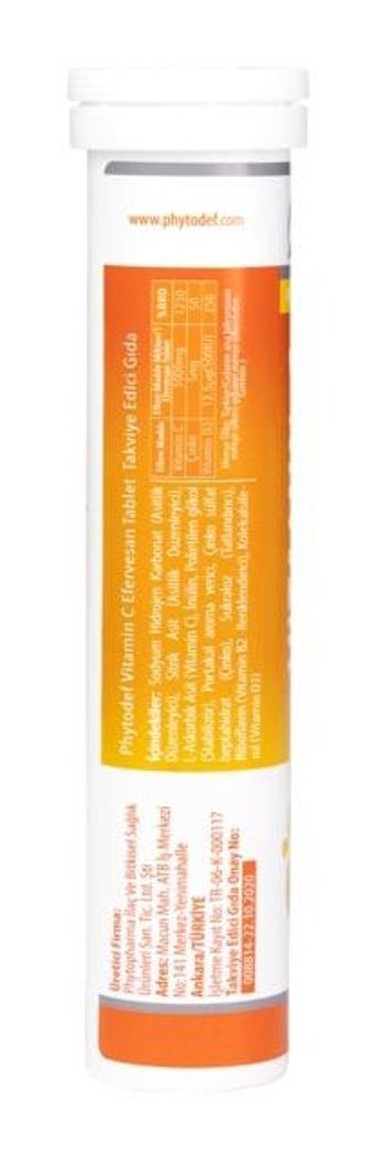 Phytodef Vitamin C Efervesan Çinko Vitamin D3 Portakallı Yetişkin Vitamin 5x20 Tablet