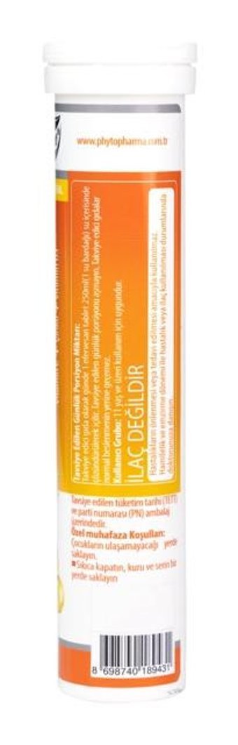 Phytodef Vitamin C Efervesan Çinko Vitamin D3 Portakallı Yetişkin Vitamin 5x20 Tablet