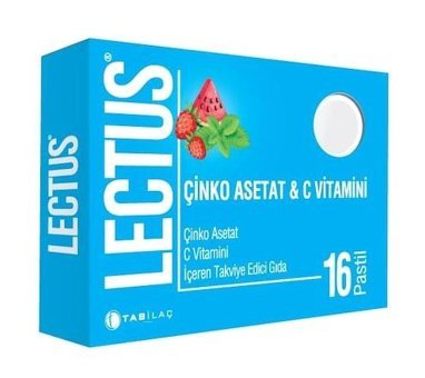 Lectus Çinko Asetat & C Vitamini Aromasız Yetişkin Vitamin 16 Pastil