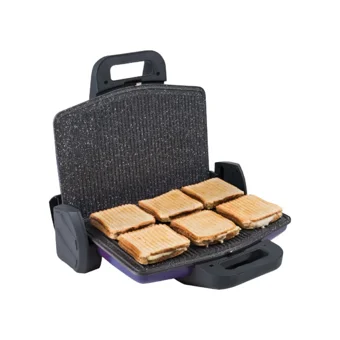 Arnica GH26123 6 Dilim Granit Çıkartılabilir Plaka Çift Taraflı 1700 W Izgaralı Mor Tost Makinesi
