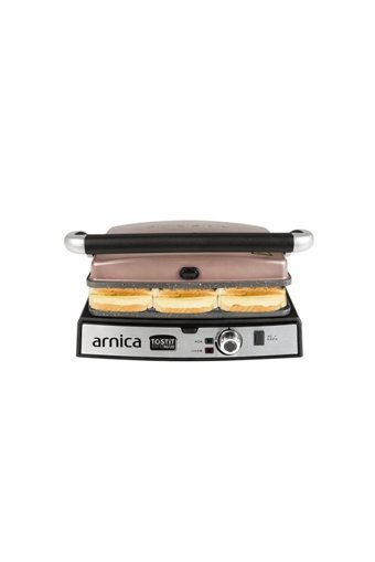 Arnica Diamond GH26251 6 Dilim Granit Çıkartılabilir Plaka Çift Taraflı 2000 W Izgaralı Rose Gold Tost Makinesi