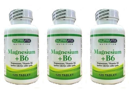 Nutrivita Magnesium B6 Vitamin Aromasız Yetişkin Vitamin 3x120 Tablet
