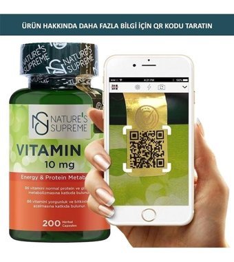 Nature'S Supreme Vitamin B6 Aromasız Yetişkin Vitamin 200 Kapsül