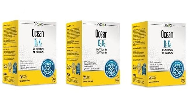 Ocean D3 K2 Aromasız Yetişkin Vitamin 3x20 ml