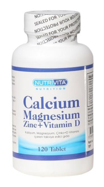 Nutrivita Calcium Magnesium Zinc Vitamin D Aromasız Yetişkin Vitamin 120 Tablet