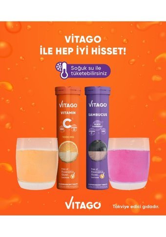 Vitago Vitamin C Vitamin D Çinko + Sambucus Vitamin C Çinko Portakallı Yetişkin Vitamin 20 Tablet