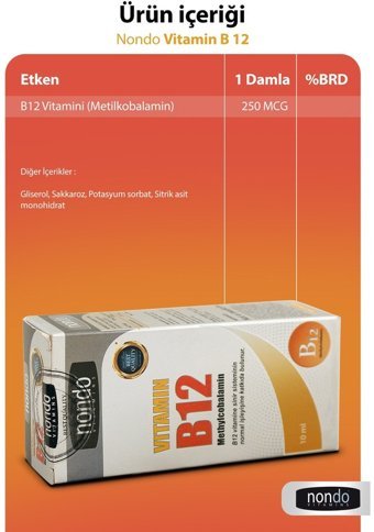Nondo Vitamin B12 Aromasız Yetişkin Vitamin 10 ml