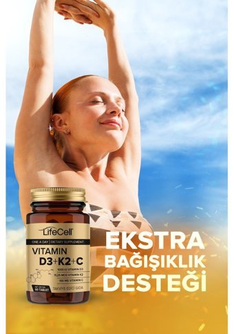 Lifecell Vitamin D3 + K2 + C Aromasız Yetişkin Vitamin 60 Tablet
