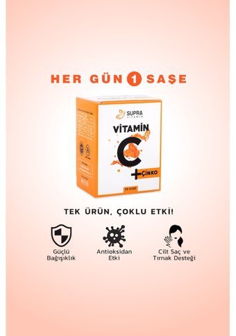 Supra Vitamin C Çinko Portakallı Yetişkin Vitamin 28 Tablet