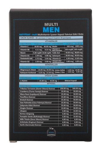 Natvitday Multi Men Aromasız Yetişkin Vitamin 60 Kapsül