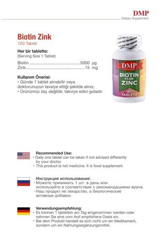 Mnk Biotin Plus Zinc Aromasız Yetişkin Vitamin 120 Tablet