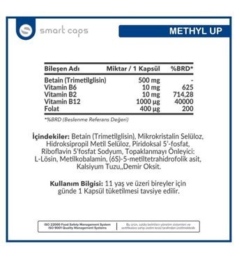 Smartcaps Methylup Active B Complex+Tmg Aromasız Yetişkin Vitamin 60 Kapsül