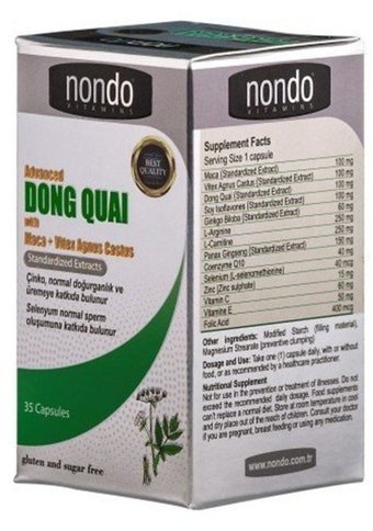Nondo Advanced Dong Quai With Maca - Vitex Agnus Castus Kuşburnu Yetişkin Vitamin 35 Kapsül