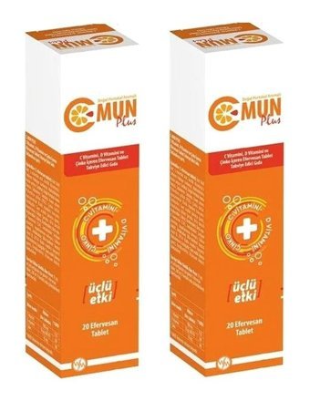 C Mun Plus Üçlü Etki Takviye Edici Gıda Portakallı Yetişkin Vitamin 20 Tablet