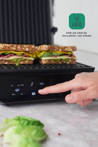 Homend Grilliant 1343h 2 Dilim Döküm Çıkartılabilir Plaka Tek Yönlü 2000 W Izgaralı Siyah Tost Makinesi