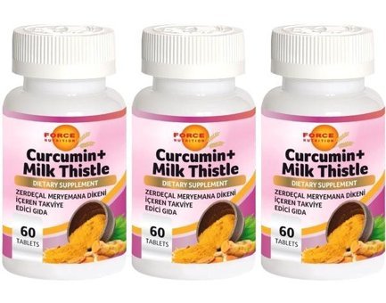 Force Nutrition Curcumin Milk Thistle Meryem Ana Dikeni - Zerdeçal Yetişkin Vitamin 3x60 Tablet