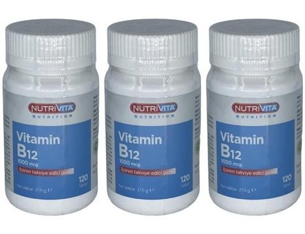 Nutrivita Vitamin B12 Vitamini Aromasız Yetişkin Vitamin 3x120 Tablet