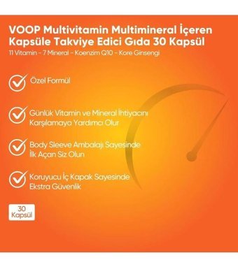 Voop Multivitamin Multimineral Aromasız Yetişkin Vitamin 30 Kapsül