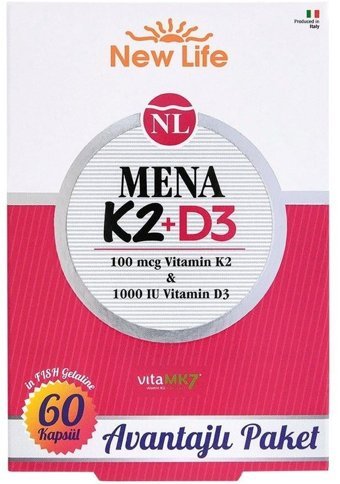 New Life Mena K2 - D3 Aromalı Yetişkin Vitamin 60 Kapsül
