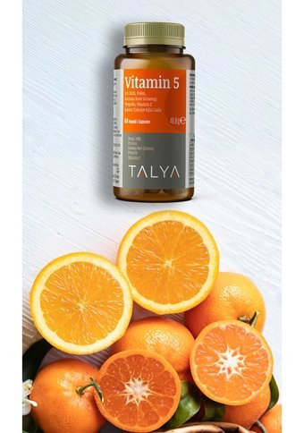 Talya Vitamin 5 Arı Sütü Polen Kırmızı Kore Gingseng Propolis Vitamin C Arı Sütü - Kırmızı Ginseng Yetişkin Vitamin 60 Kapsül